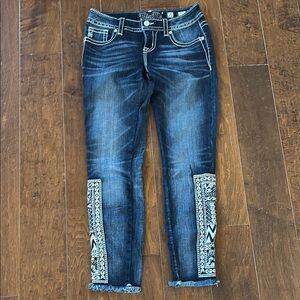 Miss Me Women's Blue Jeans with Embroidered Detail